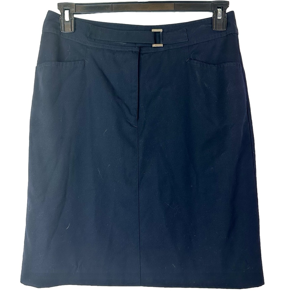 Calvin Klein‎ Women's Navy Blue Wool Blend Sheath Career Skirt Size 12